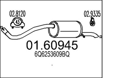 MTS 01.60945 Глушитель выхлопных газов  для SEAT CORDOBA (Сеат Кордоба)