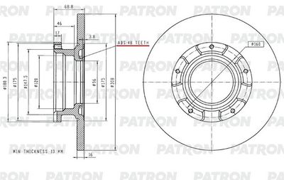 Тормозной диск PATRON PBD2928 для FORD TOURNEO