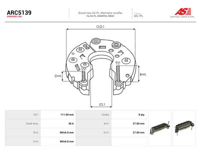 Usmerňovač alternátora AS-PL AS ARC5139