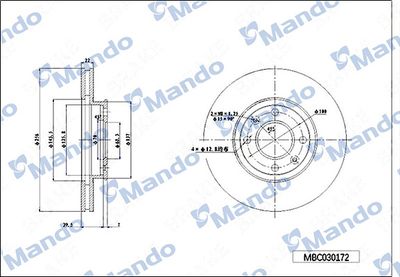 MANDO MBC030172 Тормозные диски MANDO для KIA RIO