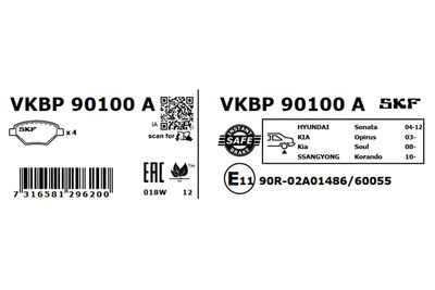 Комплект тормозных колодок, дисковый тормоз VKBP 90100 A