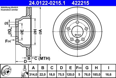 Тормозной диск ATE 24.0122-0215.1 для VW MULTIVAN
