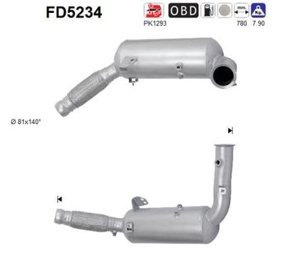 Filtr sadzy / filtr cząstek stałych, układ wydechowy AS FD5234
