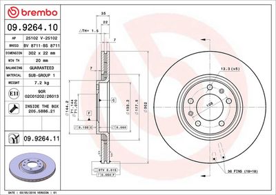 BREMSSCHEIBE BREMBO 09926411 1
