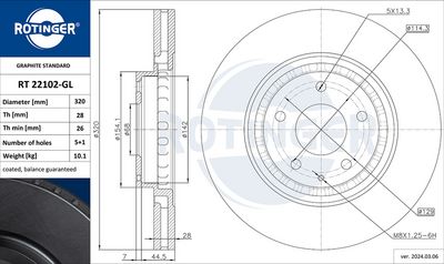 спирачен диск ROTINGER RT 22102-GL