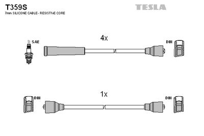 Комплект проводов зажигания TESLA T359S для MOSKVICH 2335