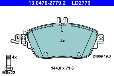 Комплект тормозных колодок, дисковый тормоз ATE 13.0470-2779.2 для MERCEDES-BENZ GLA-CLASS