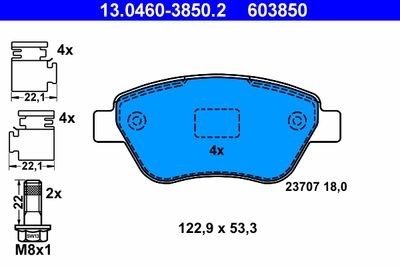 Комплект тормозных колодок, дисковый тормоз ATE 13.0460-3850.2 для FIAT PALIO