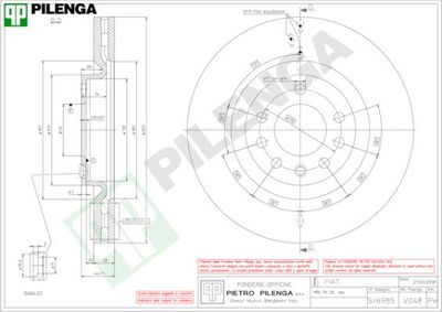 PILENGA V048 Тормозные диски для FIAT CROMA (194_) 1.9 D Multijet (194AXC1B, 194AXC12) PILENGA V048 Тормозные диски для FIAT CROMA (194_) 1.9 D Multijet (194AXC1B, 194AXC12)
