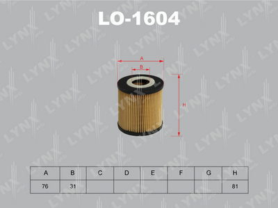 LO-1604 LYNXauto Масляный фильтр