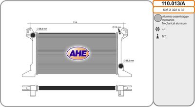 AHE 110.013/A Радиатор охлаждения двигателя  для FORD TRANSIT (Форд Трансит)
