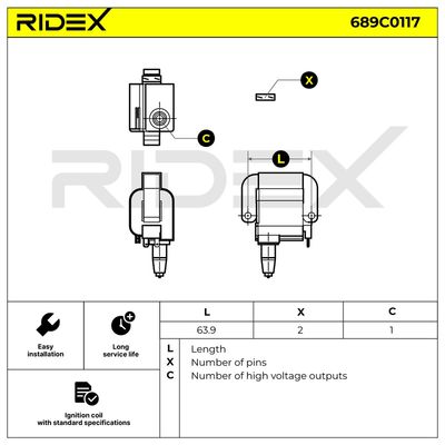 запалителна бобина RIDEX 689C0117
