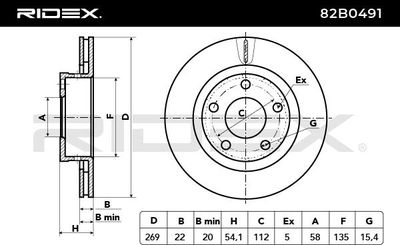спирачен диск RIDEX 82B0491
