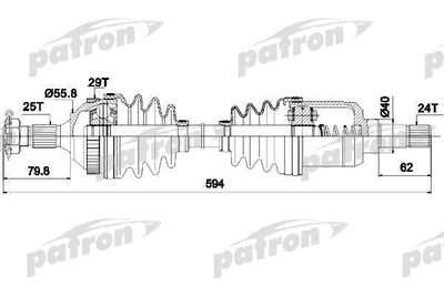 Приводной вал PATRON PDS0045 для PEUGEOT 306