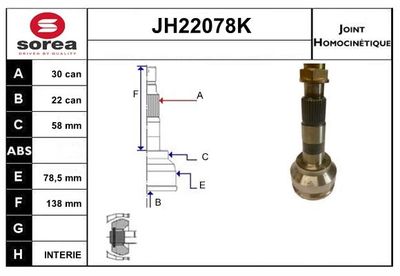 SNRA Homokineet reparatie set, aandrijfas (JH22078K)