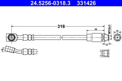 Тормозной шланг ATE 24.5256-0318.3 для OPEL MERIVA