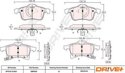 BREMSBELAGSATZ SCHEIBENBREMSE DR!VE+ DP1010100439 2