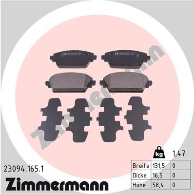 ZIMMERMANN Bremsbelagsatz, Scheibenbremse (23094.165.1)