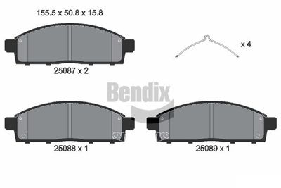 Комплект тормозных колодок, дисковый тормоз BENDIX Braking BPD1548 для FIAT FULLBACK