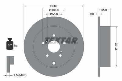 TEXTAR 92170403 Тормозные диски  для TOYOTA MATRIX (Тойота Матриx)