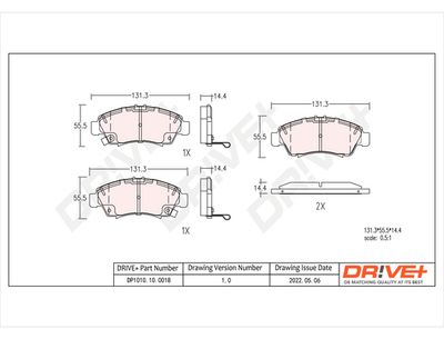 Комплект тормозных колодок, дисковый тормоз Dr!ve+ DP1010.10.0018 для HONDA CAPA