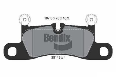 Комплект тормозных колодок, дисковый тормоз BENDIX Braking BPD2321 для PORSCHE CAYENNE