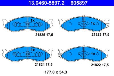 Комплект тормозных колодок, дисковый тормоз ATE 13.0460-5897.2 для JEEP WRANGLER