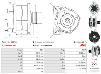 GENERATOR / ALTERNATOR AS-PL A6672S 4