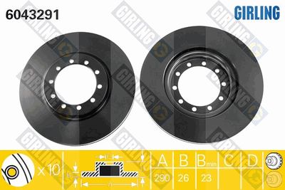 Тормозной диск GIRLING 6043291 для RENAULT MASCOTT