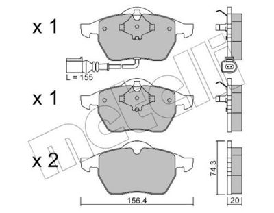 комплект спирачно феродо, дискови спирачки METELLI