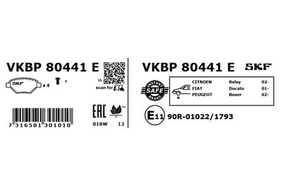 Brake Pad Set, disc brake VKBP 80441 E