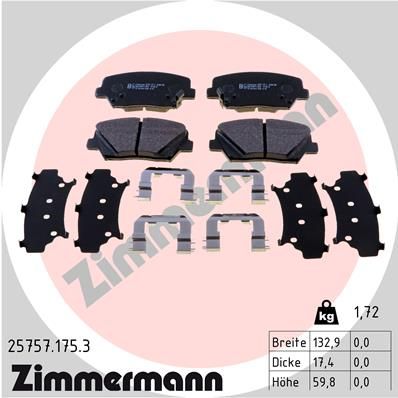 Комплект тормозных колодок, дисковый тормоз ZIMMERMANN 25757.175.3 для HYUNDAI NEXO