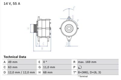 Генератор BOSCH 0 986 030 970 для FIAT ARGENTA