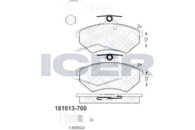 Комплект тормозных колодок, дисковый тормоз ICER 181013-700 для VW CORRADO