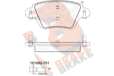 Комплект тормозных колодок, дисковый тормоз R BRAKE RB1682-701 для NISSAN KUBISTAR
