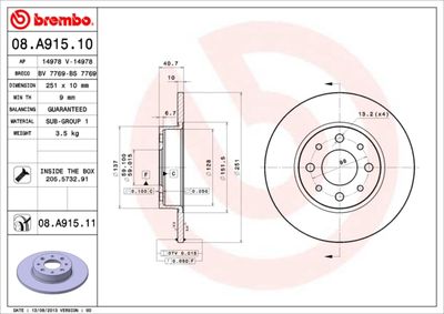 BREMBO Bremsscheibe PRIME LINE - UV Coated (08.A915.11)
