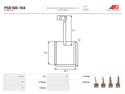 Kolborste, startmotor AS-PL PSX160-164