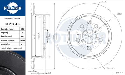 спирачен диск ROTINGER RT 20384-GL