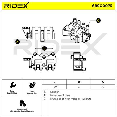 запалителна бобина RIDEX 689C0075