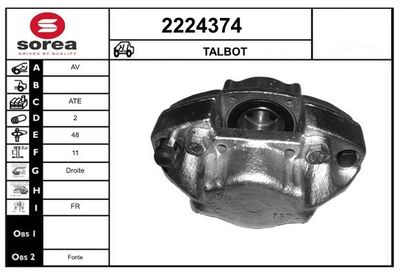 Тормозной суппорт EAI 2224374 для TALBOT SIMCA