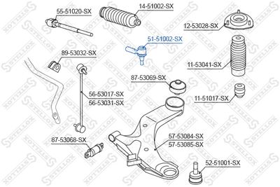 накрайник на напречна кормилна щанга STELLOX 51-51002-SX