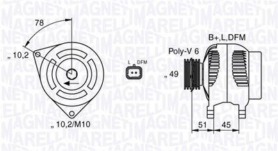 GENERATOR / ALTERNATOR MAGNETI MARELLI 063377301010