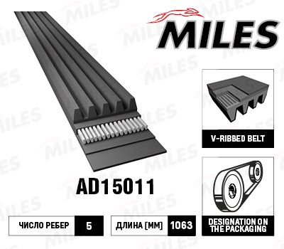 Поликлиновой ремень MILES AD15011 для MITSUBISHI SPACE
