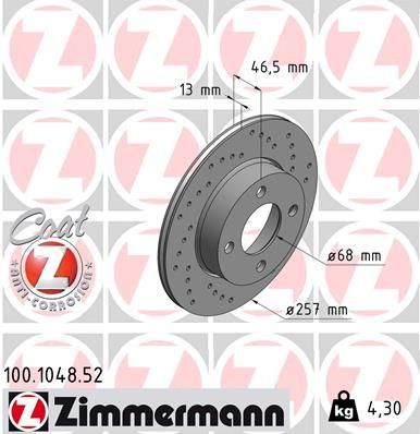 Тормозной диск ZIMMERMANN 100.1048.52