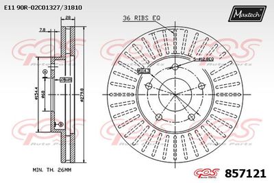 MAXTECH 857121 Тормозные диски  для NISSAN CEFIRO III седан (A33) 2.0