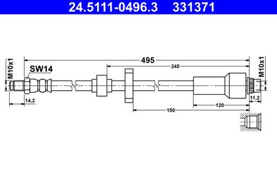 Тормозной шланг ATE 24.5111-0496.3 для CITROËN DS3