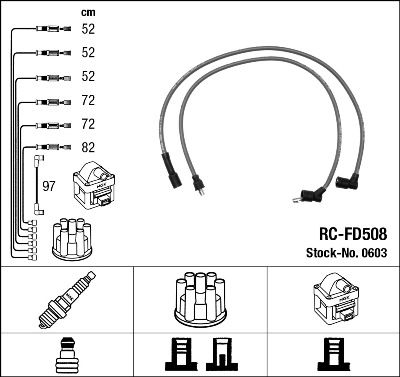 Комплект проводов зажигания NGK 0603 для FORD CAPRI
