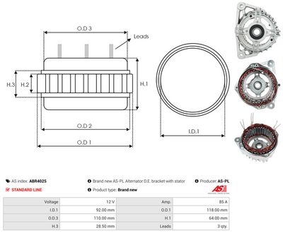 Stator, generátor AS-PL ABR4025