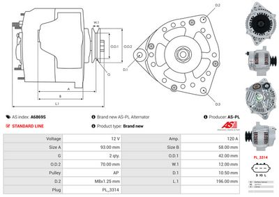 GENERATOR / ALTERNATOR AS-PL A6869S 5