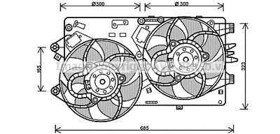 Вентилятор, охлаждение двигателя AVA QUALITY COOLING FT7554 для FIAT GRANDE PUNTO